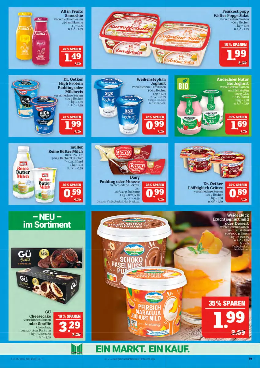 Aktueller Prospekt Marktkauf - Prospekt - von 15.06 bis 21.06.2025 - strona 19 - produkty: Becher, butter, cheesecake, cola, Dany, dessert, Dr. Oetker, eimer, eis, feinkost, flasche, frucht, fruchtjoghurt, grütze, joghur, joghurt, joghurt mild, LG, Löffel, milch, milchreis, mousse, Müller, Popp, pudding, reis, salat, smoothie, tee, weihenstephan