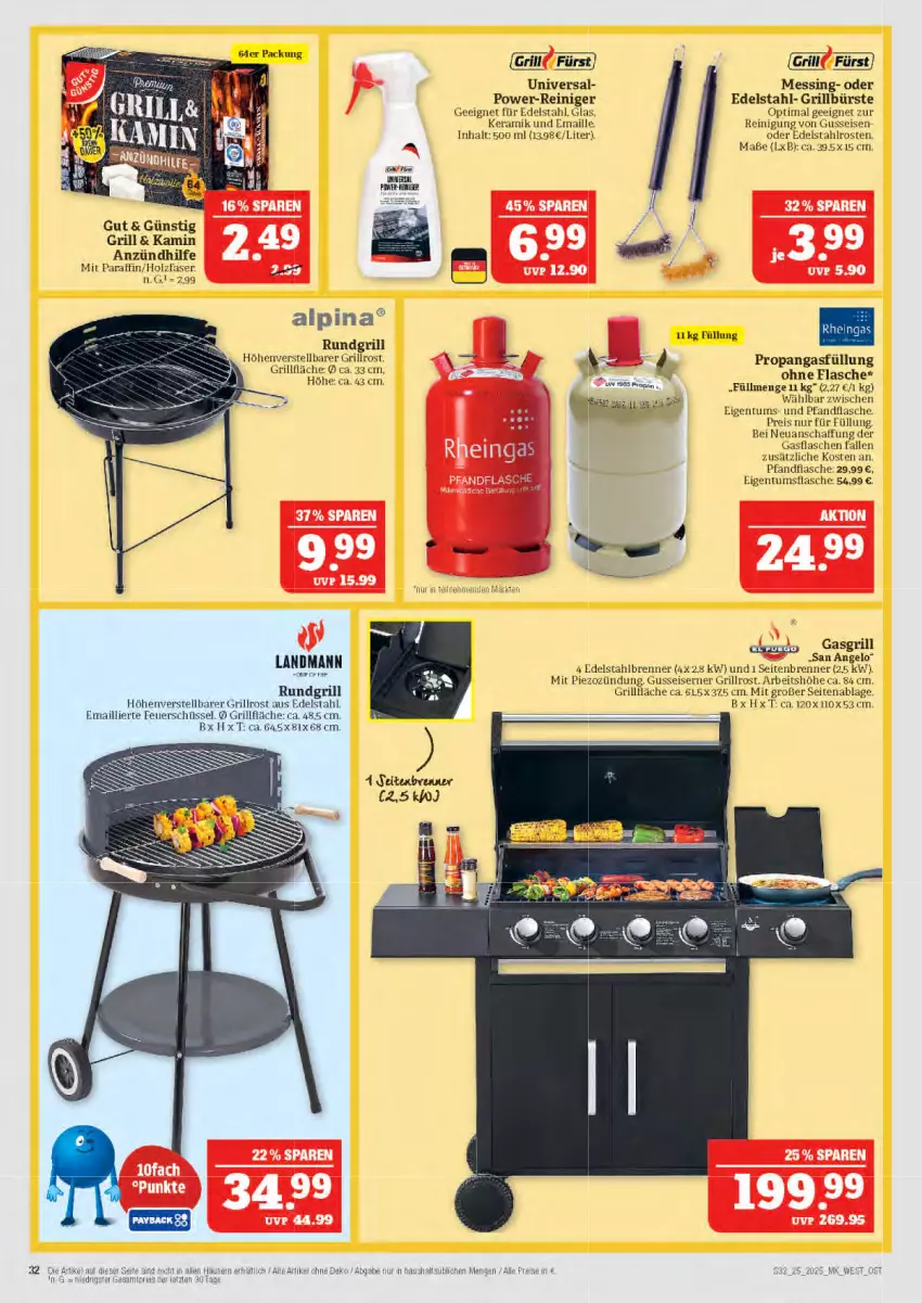 Aktueller Prospekt Marktkauf - Prospekt - von 15.06 bis 21.06.2025 - strona 32 - produkty: alpina, bürste, edelstahl, eis, flasche, gasgrill, grill, grillrost, Holz, Kamin, maille, reiniger, Reinigung, reis, rundgrill, schüssel, Ti