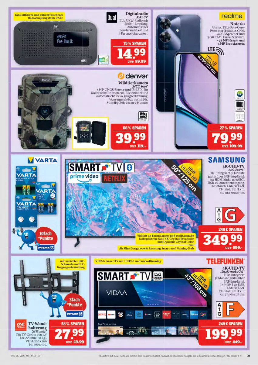 Aktueller Prospekt Marktkauf - Prospekt - von 15.06 bis 21.06.2025 - strona 39 - produkty: auto, cmos-sensor, enders, frontkamera, HDMI, herta, kamera, leds, Nuance, octa-core prozessor, Radio, Ria, Samsung, Ti, tisch, uhd, UHD-TV, usb, wasser, Wild