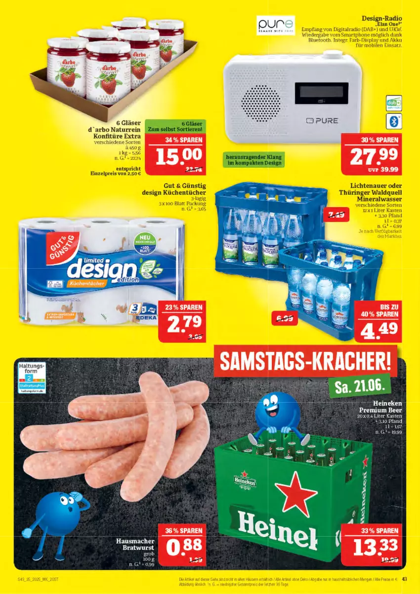 Aktueller Prospekt Marktkauf - Prospekt - von 15.06 bis 21.06.2025 - strona 43 - produkty: bratwurst, Gläser, heineken, natur, wurst