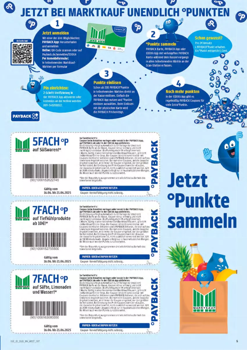 Aktueller Prospekt Marktkauf - Prospekt - von 15.06 bis 21.06.2025 - strona 5 - produkty: coupon, coupons, deka, elle, ente, limo, limonade, limonaden, papier, payback, säfte, tee, Ti, wasser