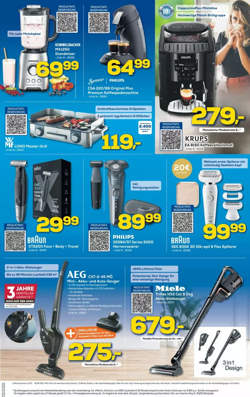 Aktueller Prospekt Euronics - Prospekte - von 01.06 bis 08.06.2022 - strona 7 - produkty: aeg, akku, angebot, Bad, Bank, Cap, eis, elle, epilierer, erde, geranie, grill, grillplatte, latte, milch, Reinigung, reis, ring, Stielsauger, Ti