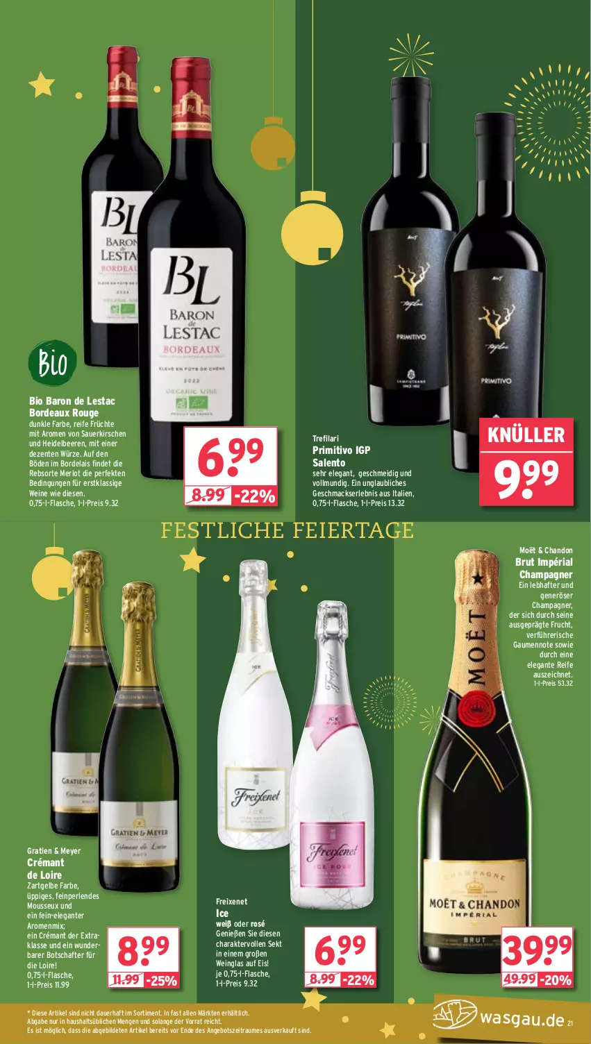 Aktueller Prospekt Wasgau - von 23.12 bis 28.12.2024 - strona 21 - produkty: angebot, auer, beere, beeren, bio, brut, champagne, champagner, crémant de loire, eier, eis, ente, flasche, freixenet, frucht, früchte, heidelbeere, heidelbeeren, kirsch, kirsche, kirschen, mac, merl, merlot, mousse, perlen, primitivo, reis, Ria, rouge, sauerkirschen, sekt, Ti, wein, weine