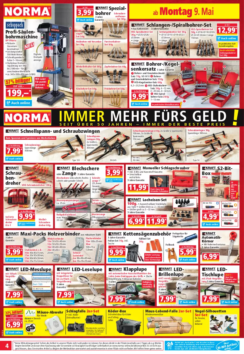 Aktueller Prospekt Norma - Norma - von 09.05 bis 16.05.2022 - strona 4 - produkty: auer, aufbewahrungsbox, auto, batterie, batterien, Bebe, bio, biozidprodukte, Bohrer-Set, Bohrerset, Brille, butter, eis, elle, fenster, gabel, gin, Gläser, gsw, Holz, Kette, LG, Maus, ndk, Rauch, reis, rwe, säge, Schal, Schere, schrauben, Schraubendreher, Seitenschneide, Spezi, steckdose, stuhl, Tasche, Ti, tisch, wasser, Wasserpumpenzange