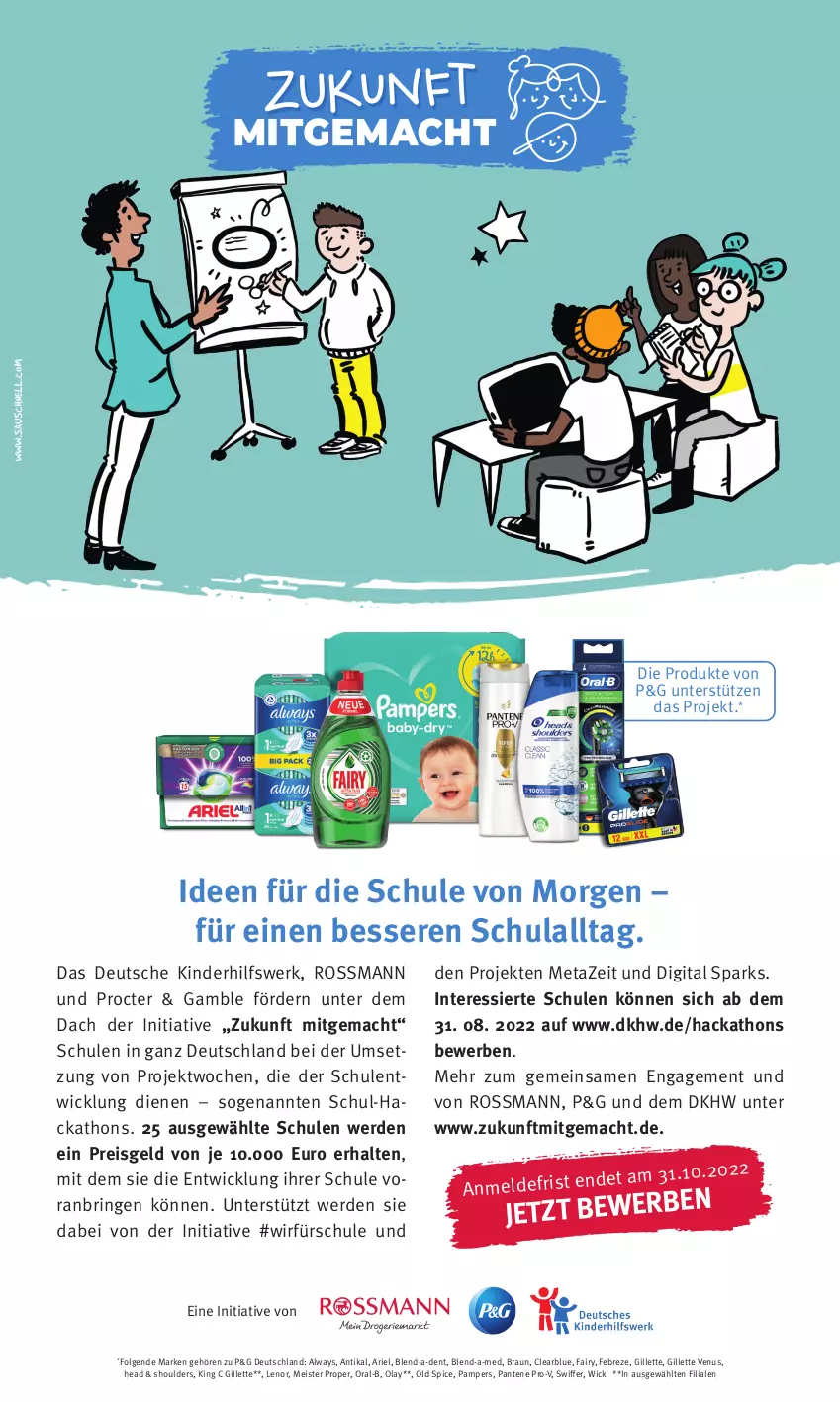 Aktueller Prospekt Rossmann - Prospekte - von 27.08 bis 09.09.2022 - strona 4 - produkty: Alwa, Always, ariel, blend-a-med, braun, Clearblue, eis, erde, fairy, febreze, gillette, gillette venus, Kinder, lenor, LG, mac, Meister, meister proper, Old Spice, oral-b, pampers, pantene, pantene pro-v, pro-v, reis, ring, swiffer, Ti, venus, WICK