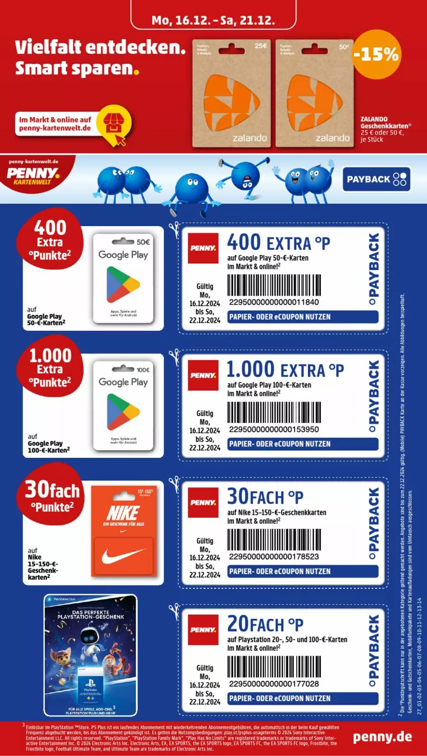 Aktueller Prospekt Penny - Prospekte - von 16.12 bis 21.12.2024 - strona 27 - produkty: auto, ball, buch, coupon, decke, ente, erde, google play, Laufen, lays, Nike, PlayStation, sony, tee, Ti, tisch