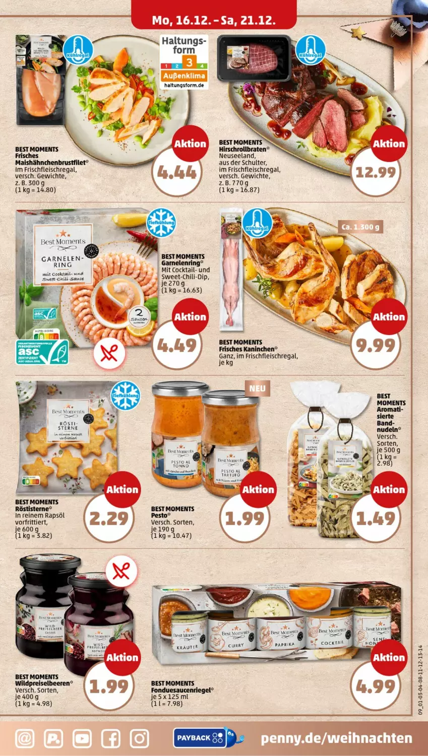 Aktueller Prospekt Penny - Prospekte - von 16.12 bis 21.12.2024 - strona 9 - produkty: beere, beeren, Bose, braten, brustfilet, chili, cocktail, dip, eis, Elan, filet, fleisch, Fondue, garnelen, hähnchenbrust, hähnchenbrustfilet, Kraut, mais, nudel, nudeln, payback, pesto, rapsöl, regal, reis, riegel, ring, rollbraten, rwe, sauce, saucen, Tartufo, Ti, wein, Wild