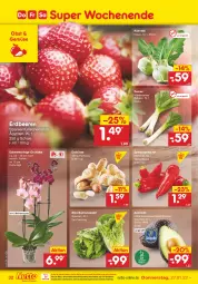 Gazetka promocyjna Netto Marken-Discount - Filial-Angebote - Gazetka - ważna od 29.01 do 29.01.2022 - strona 32 - produkty: asti, avocado, beere, beeren, beutel, Blüte, eis, erdbeere, erdbeeren, erdnüsse, kohlrabi, kulturtopf, LG, Mett, ndk, obst, orchidee, paprika, paprika rot, reis, Romanasalat, salat, Schal, Schale, Schmetterling, Spitzpaprika, Ti, topf, versandkostenfrei