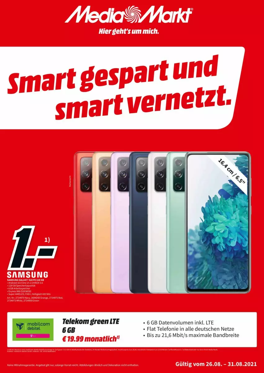 Aktueller Prospekt Media Markt - Prospekte - von 26.08 bis 31.08.2021 - strona 1