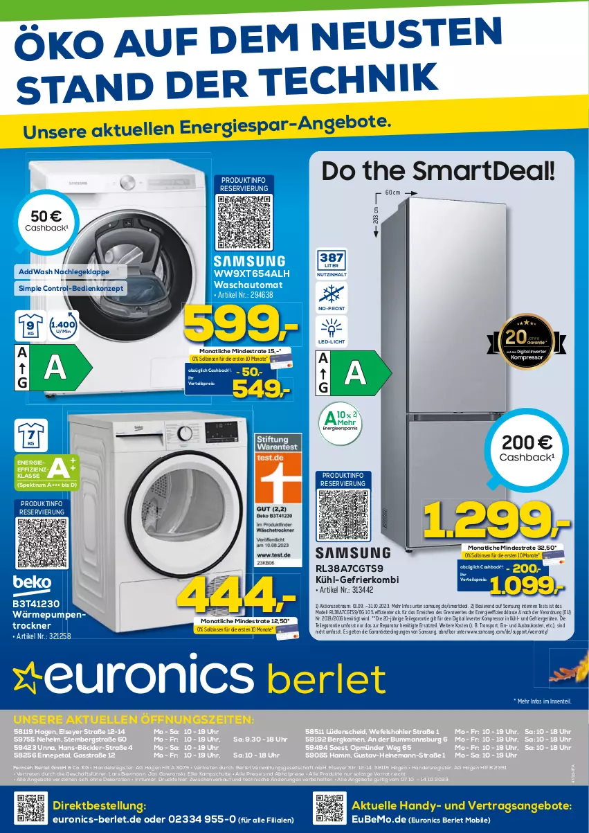 Aktueller Prospekt Berlet - Markt ändern > - von 09.10 bis 14.10.2023 - strona 20 - produkty: abholpreise, addwash, alle preise sind abholpreise, angebot, angebote, auto, Bau, bier, dekoration, dell, eis, elle, ente, Handy, kompressor, led-licht, Mode, reis, rum, Samsung, sim, Spektrum, Sport, Ti, Trockner, uhr, usb, vorteilspreis, wärmepumpentrockner, ZTE