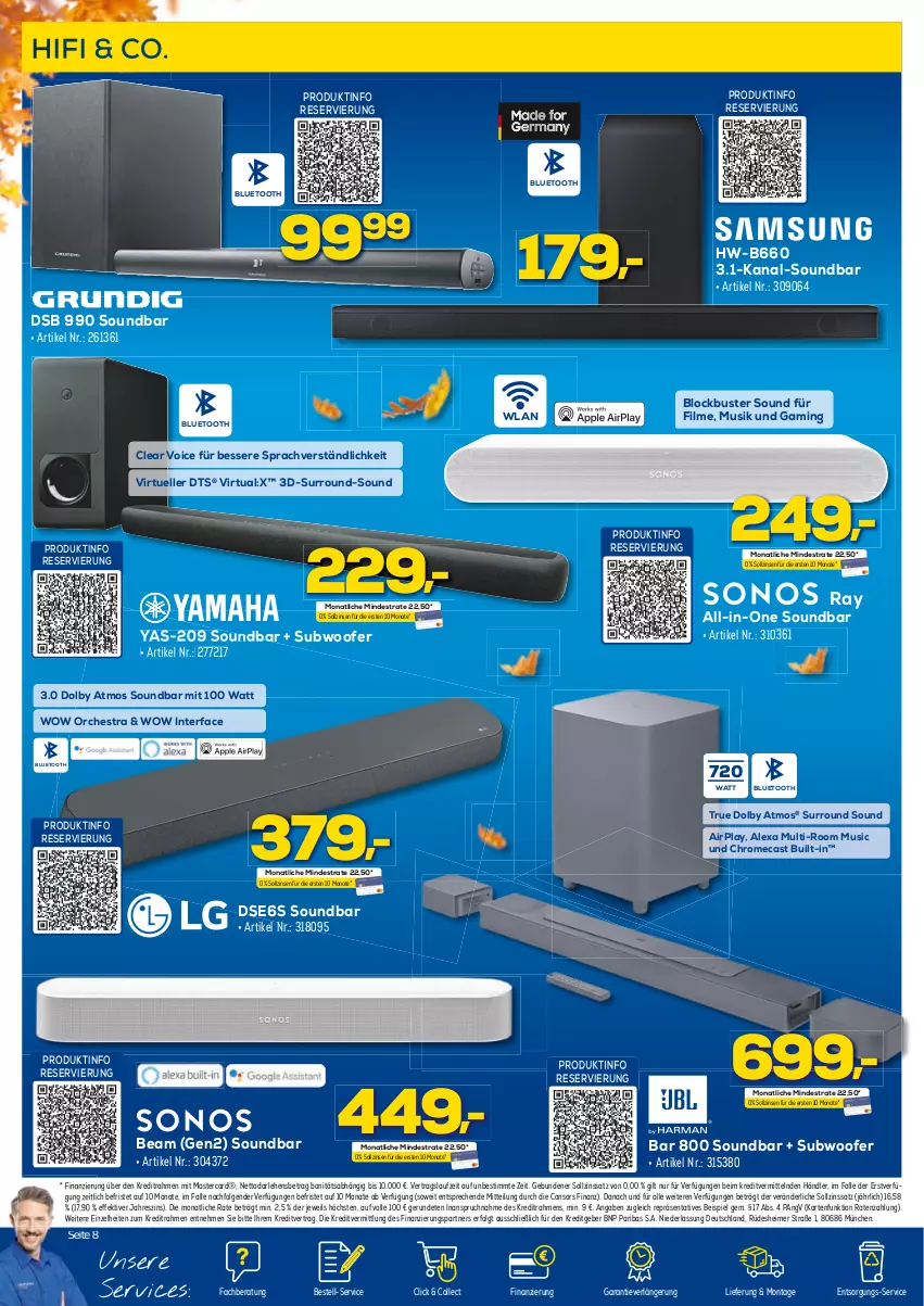 Aktueller Prospekt Berlet - Markt ändern > - von 09.10 bis 14.10.2023 - strona 8 - produkty: alexa, consors finanz, eimer, eis, elle, LG, mastercard, soundbar, Subwoofer, Ti