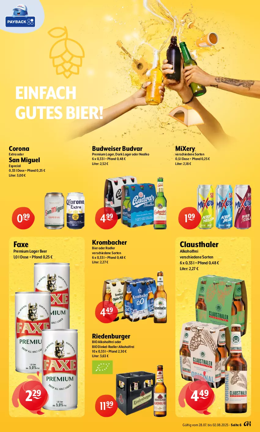 Aktueller Prospekt Getraenke Hoffmann - Prospekte - von 28.07 bis 02.08.2025 - strona 6 - produkty: alkohol, aust, axe, bier, bio, budweiser, burger, clausthaler, corona, corona extra, eis, krombache, krombacher, Mixer, mixery, oder radler, radler, Ti