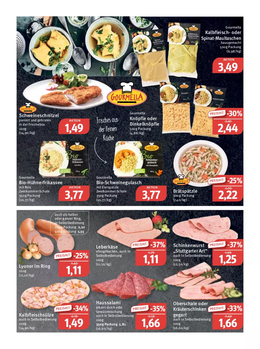 Aktueller Prospekt Feneberg - Prospekte - von 13.10 bis 15.10.2022 - strona 3 - produkty: bio, braten, eier, eierspätzle, eis, fleisch, geback, gewürz, Gewürzmischung, gulasch, Haussalami, hühner, Kalbfleisch, Käse, kräuter, küche, leberkäs, leberkäse, lyoner, mac, maultaschen, nerf, oder kräuter, Ofen, reis, ring, salami, Schal, Schale, schinken, schinkenwurst, schnitzel, schwein, schweine, schweinegulasch, schweineschnitzel, spinat, Tasche, taschen, Ti, wein, weine, wurst, Yo