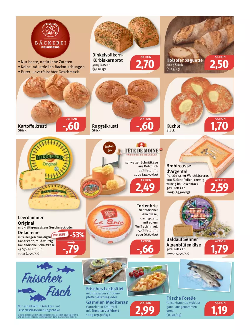 Aktueller Prospekt Feneberg - Prospekte - von 13.10 bis 15.10.2022 - strona 6 - produkty: backmischung, Backmischungen, baguette, Blüte, brie, brot, creme, eis, elle, filet, fisch, forelle, französischer weichkäse, frischfisch, garnelen, garnier, gin, Holz, kartoffel, Käse, korn, kräuter, Kürbis, lachs, lachsfilet, leerdammer, mac, milch, nuss, Ofen, pfeffer, rel, schnittkäse, schweizer schnittkäse, Ti, tomate, tomaten, torte, weichkäse, zitrone, zitronen