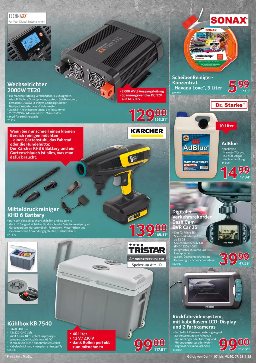 Aktueller Prospekt Selgros - Nonfood - von 14.07 bis 20.07.2022 - strona 25 - produkty: axe, Fahrrad, Garten, gartenschlauch, gartenstuhl, gsw, Kärcher, leine, Rauch, reiniger, rum, Scheibenreiniger, schlauch, sonax, Spektrum, stuhl, tristar