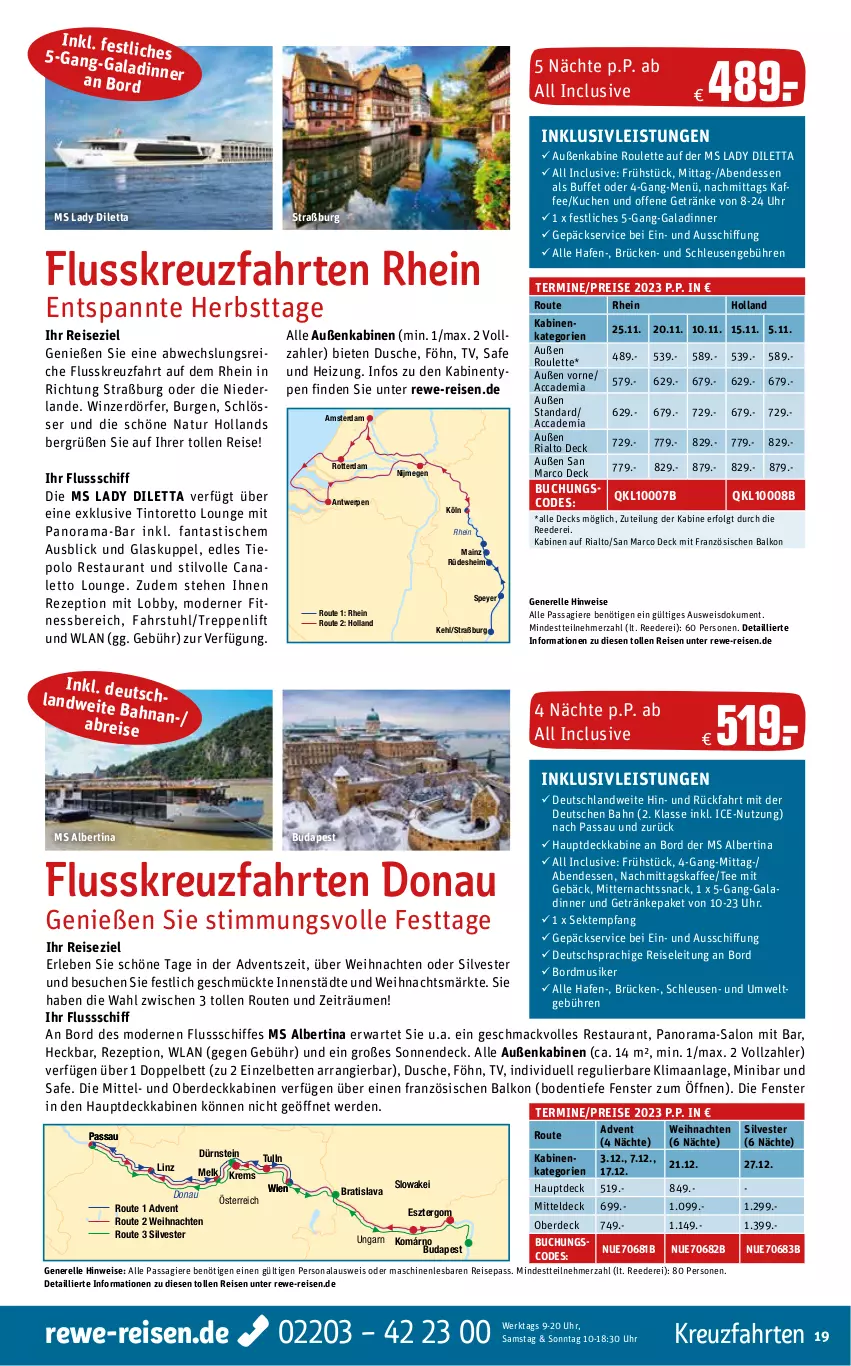 Aktueller Prospekt Rewe Reisen - Reiseprospekt - von 30.06 bis 28.07.2023 - strona 19 - produkty: ACC, asti, bett, Betten, Brei, buch, deutschsprachige reiseleitung, dusche, eis, elle, erde, fanta, fenster, getränk, getränke, inklusivleistungen, kaffee, kreuzfahrten, kuchen, LG, mac, Mode, natur, Persona, rama, reis, rel, rezept, Ria, sekt, snack, speyer, stuhl, tee, Ti, tisch, uhr, usb, weihnachten, ZTE