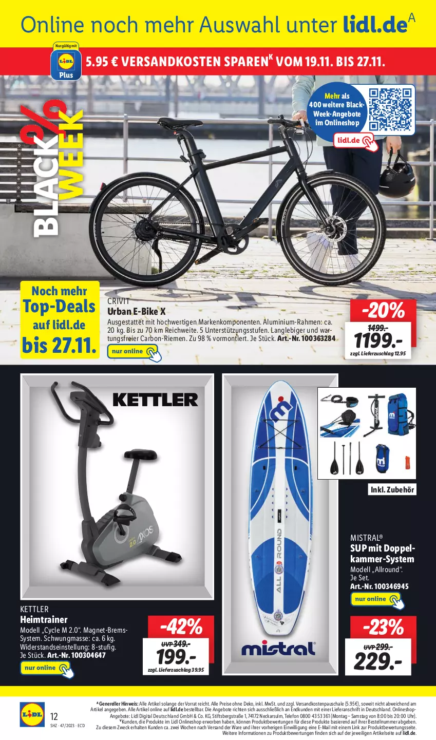 Aktueller Prospekt Lidl - Aktionsprospekt - von 20.11 bis 25.11.2023 - strona 12 - produkty: angebot, angebote, crivit, dell, E-Bike, eier, eis, elle, ente, lack, Mode, ndk, reis, rel, Schal, Schale, telefon, Ti, uhr, weck