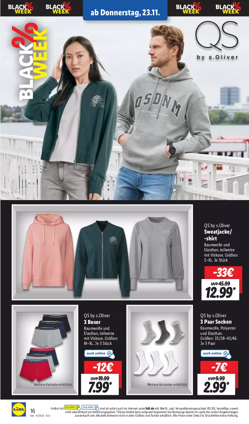 Aktueller Prospekt Lidl - Aktionsprospekt - von 20.11 bis 25.11.2023 - strona 20 - produkty: angebot, Bau, baumwolle, dell, eis, elle, Jacke, Mode, ndk, olive, reis, Ria, s.oliver, Schal, Schale, shirt, socken, sweatjacke, Ti, wolle, ZTE