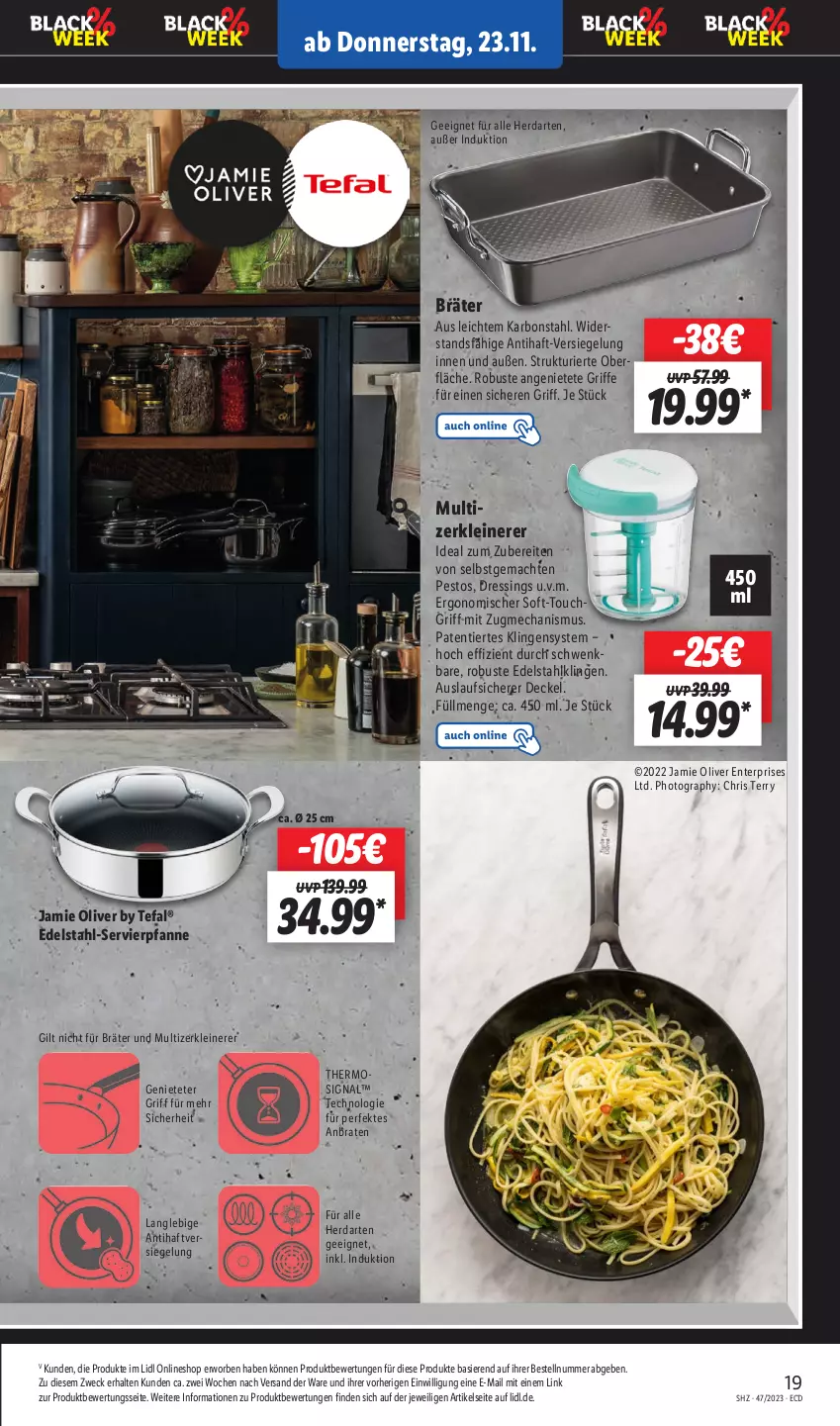 Aktueller Prospekt Lidl - Aktionsprospekt - von 20.11 bis 25.11.2023 - strona 23 - produkty: braten, decke, Deckel, dressing, edelstahl, ente, herdarten, leine, mac, olive, pesto, pfanne, Signal, tefal, Ti, weck, Zerkleinerer