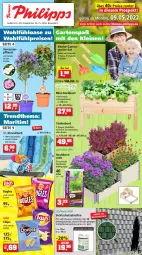 Gazetka promocyjna Thomas Philipps - Prospektwerbung - Gazetka - ważna od 14.05 do 14.05.2022 - strona 1 - produkty: Bau, baumwolle, bugles, chips, eis, erde, Garten, Holz, Kinder, leine, LG, passend für alle, pflanze, reifen, reis, Spaten, strandtuch, Ti, tisch, tuc, wolle