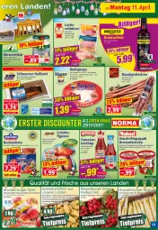 Gazetka promocyjna Norma - Norma - Gazetka - ważna od 18.04 do 18.04.2022 - strona 11 - produkty: arla, aufstrich, Bad, Becher, Brandenburger äpfel, brot, brotaufstrich, brotaufstriche, buch, burger, cola, creme, eis, flasche, frucht, Garten, hipp, Holz, HP, kakao, kartoffel, kartoffeln, ketchup, kräuter, kräuterlikör, kühlregal, lachs, lachsschinken, likör, meerrettich, milch, pril, radieschen, Rauch, regal, reis, Rettich, rezept, Ricola, ring, sac, sahne, schinken, schoko, schokolade, spargel, speisekartoffeln, Ti, tiefpreis, tomate, tomaten, tomatenketchup, vollmilch, Yo