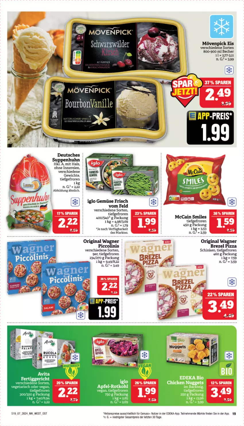 Aktueller Prospekt Marktkauf - Prospekt - von 11.02 bis 17.02.2024 - strona 19 - produkty: aktionspreis, apfel, Becher, brezel, deka, eis, gin, iglo, mccain, mövenpick, mövenpick eis, nuss, original wagner, piccolinis, pizza, reis, rotkohl, schinken, suppe, suppen, Suppenhuhn, tee, Ti, wagner, ZTE