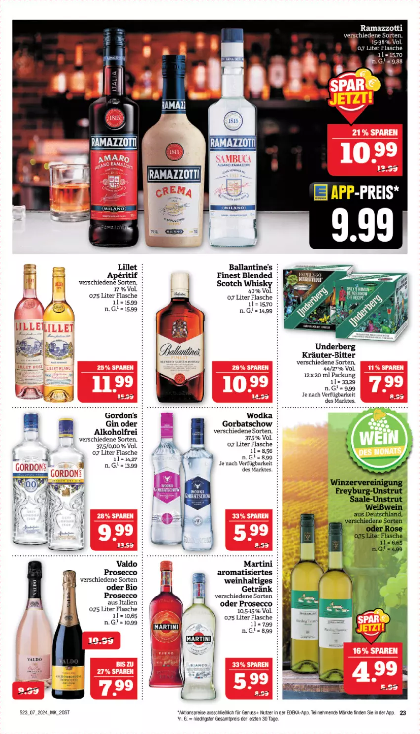 Aktueller Prospekt Marktkauf - Prospekt - von 11.02 bis 17.02.2024 - strona 23 - produkty: aktionspreis, alkohol, aperitif, ball, Ballantine's, bio, deka, deo, ecco, eis, flasche, getränk, gin, Gorbatschow, gordon, gordon's, kräuter, lillet, nuss, prosecco, rama, ramazzott, ramazzotti, reis, scotch, Ti, valdo, wein, wodka, zott, ZTE