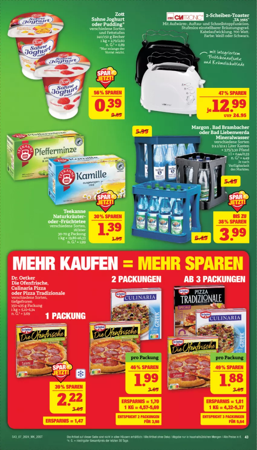 Aktueller Prospekt Marktkauf - Prospekt - von 11.02 bis 17.02.2024 - strona 43 - produkty: Bad, Becher, culinaria, Dr. Oetker, eis, früchte, Früchtetee, joghur, joghurt, kräuter, LG, natur, pizza, pizza tradizionale, reis, Ria, sahne, sahne joghurt, tee, Ti, tradizionale, WICK