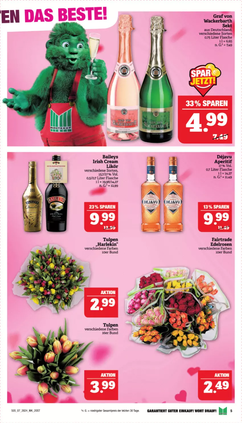 Aktueller Prospekt Marktkauf - Prospekt - von 11.02 bis 17.02.2024 - strona 5 - produkty: aperitif, baileys, eis, flasche, irish cream, likör, reis, rosen, sekt, Ti, ZTE