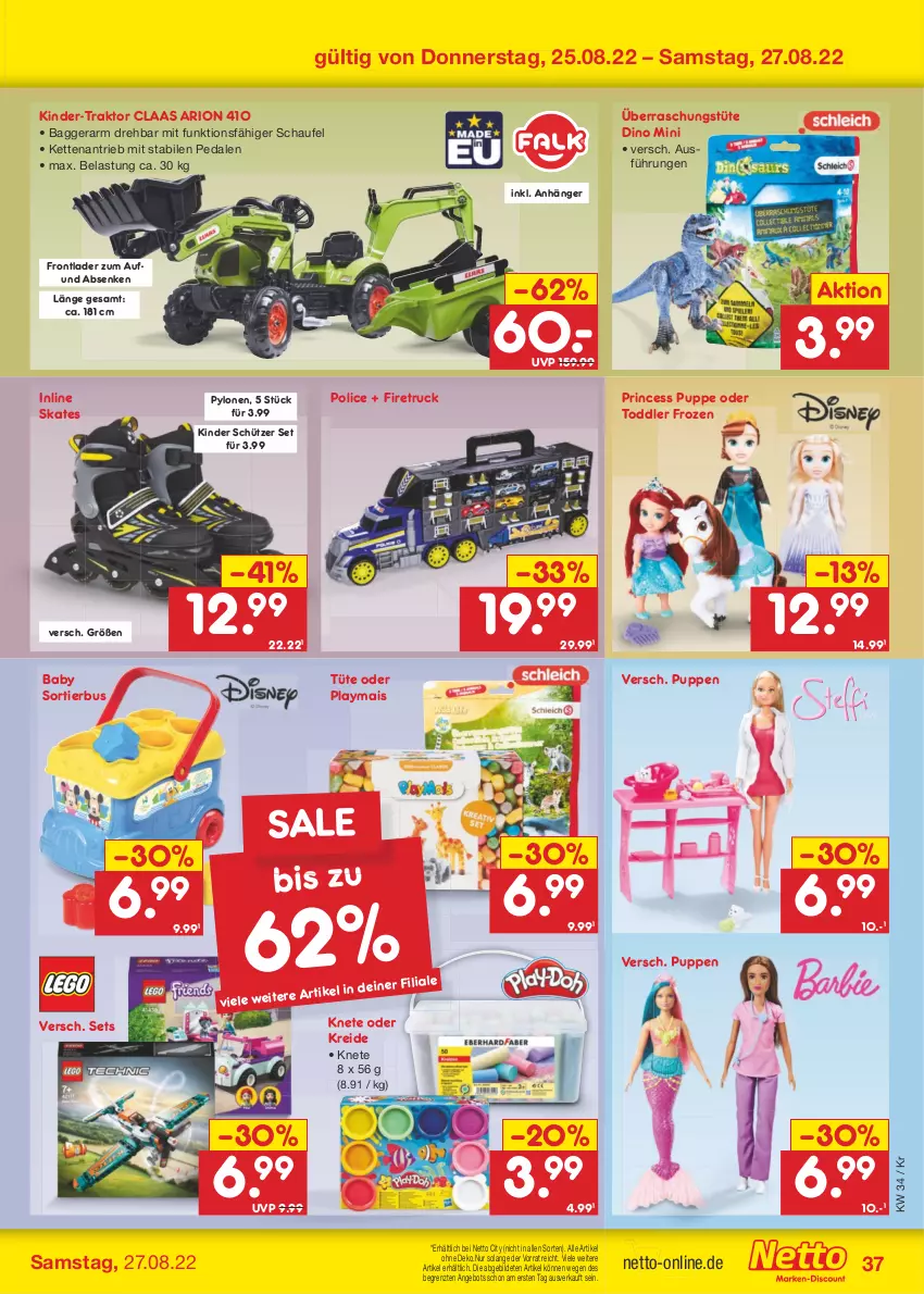 Aktueller Prospekt Netto Marken-Discount - Filial-Angebote - von 22.08 bis 27.08.2022 - strona 37 - produkty: angebot, Anhänger, Inline Skates, Kette, Kinder, Kreide, mais, Puppe, Schütze, Ti, Tüte, ZTE