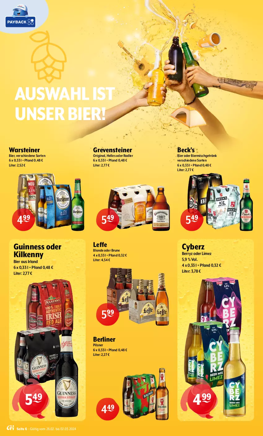 Aktueller Prospekt Getraenke Hoffmann - Prospekte - von 26.02 bis 02.03.2024 - strona 6 - produkty: berliner, bier, elle, getränk, gin, grevensteiner, Guinness, Kilkenny, oder radler, pils, pilsner, radler, steiner, Ti, warsteiner