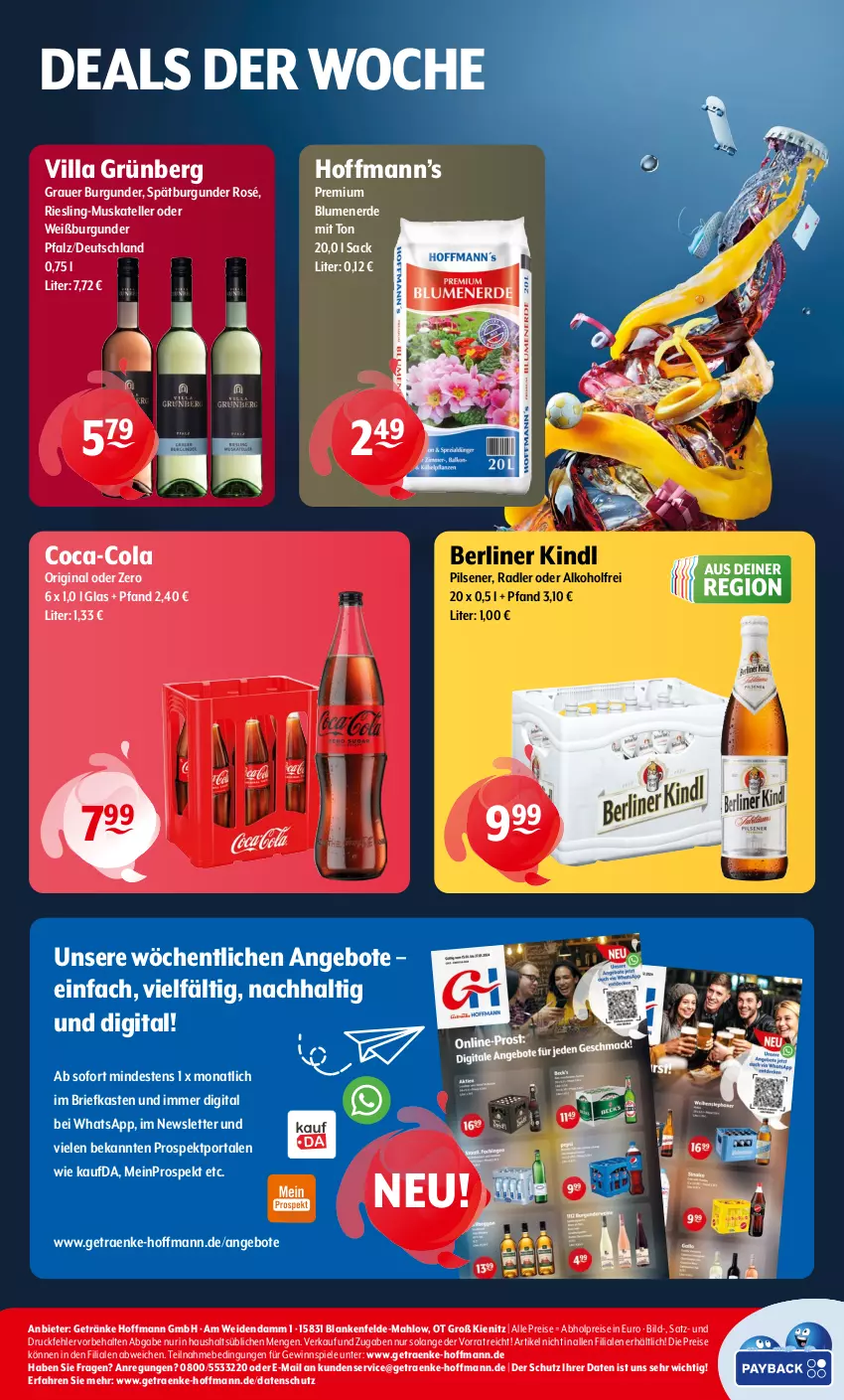 Aktueller Prospekt Getraenke Hoffmann - Prospekte - von 26.02 bis 02.03.2024 - strona 8 - produkty: abholpreise, alkohol, angebot, angebote, auer, berliner, berliner kindl, blume, blumen, blumenerde, brie, burgunder, coca-cola, cola, eis, elle, erde, getränk, getränke, gewinnspiel, gin, grauer burgunder, pils, pilsener, radler, reis, riesling, sac, spätburgunder, Spiele, teller, Ti, Weißburgunder