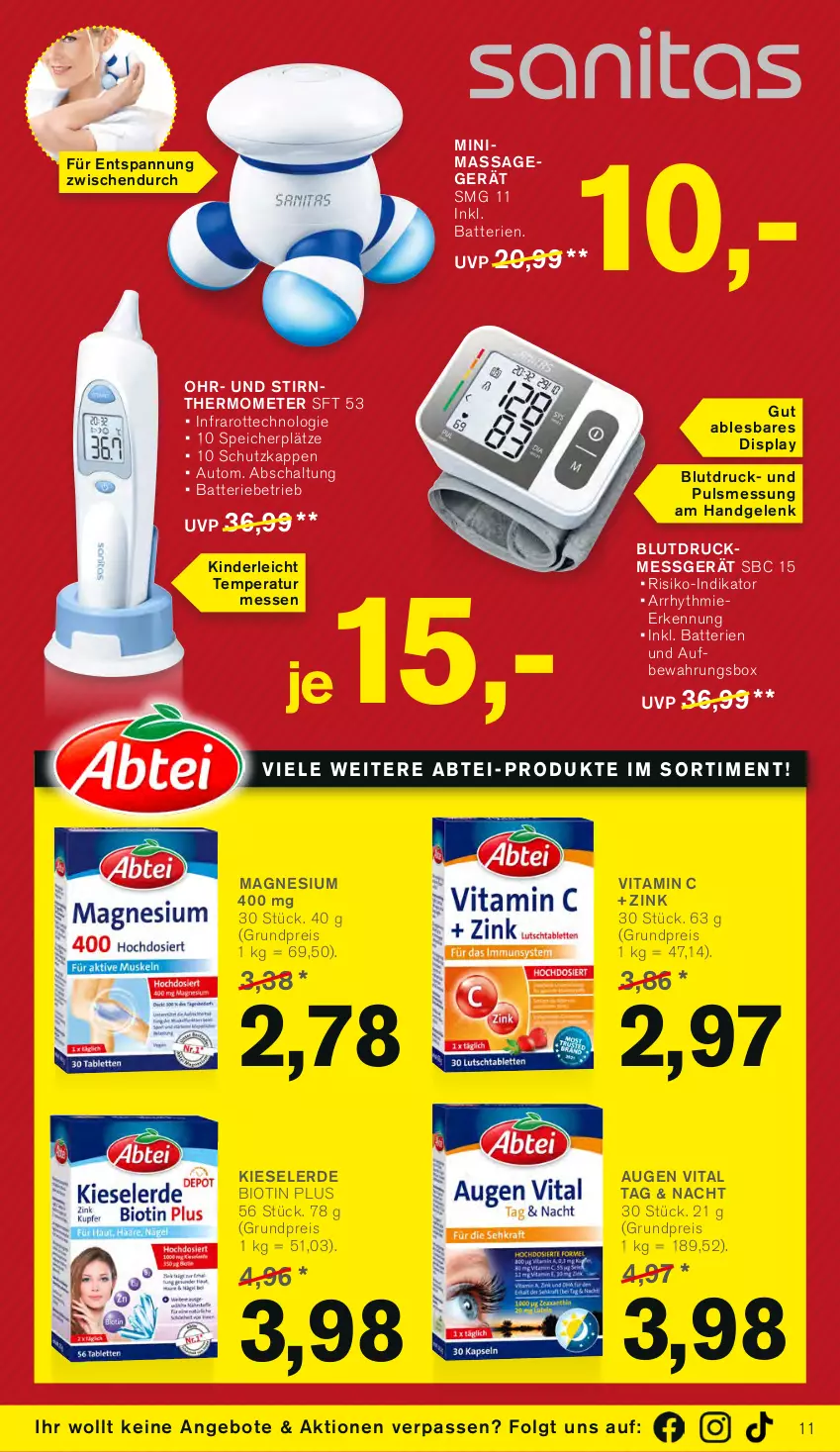 Aktueller Prospekt Kodi - Prospekte - von 18.11 bis 23.11.2023 - strona 11 - produkty: Abtei, angebot, angebote, aufbewahrungsbox, auto, batterie, batterien, bio, Blutdruckmessgerät, eis, erde, Kieselerde, Kinder, LG, magnesium, magnesium 400, Massagegerät, reis, Schal, thermometer, Ti, vita, Vitamin C