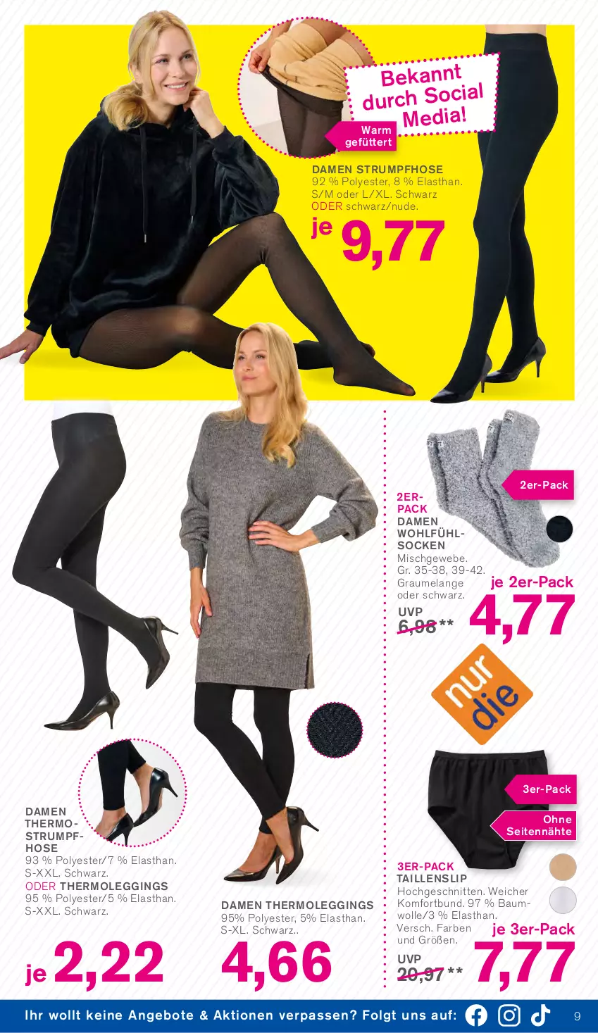 Aktueller Prospekt Kodi - Prospekte - von 18.11 bis 23.11.2023 - strona 9 - produkty: angebot, angebote, Bau, baumwolle, Elan, gin, hose, leggings, LG, rum, schnitten, slip, socken, Strumpfhose, Taillenslip, Thermoleggings, Thermostrumpfhose, Ti, wolle