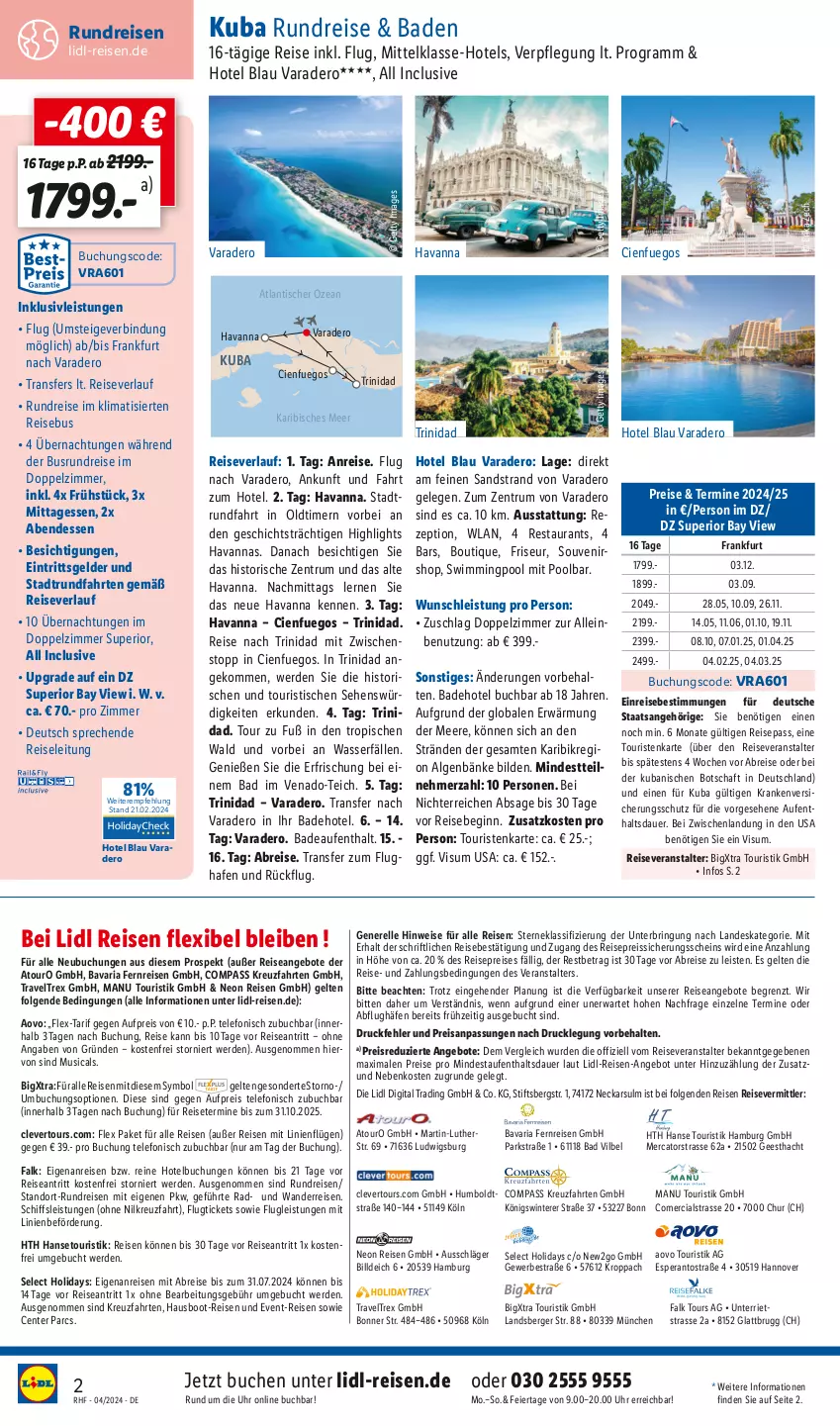 Aktueller Prospekt Lidl - April Reise-Highlights - von 27.03 bis 30.04.2024 - strona 2 - produkty: angebot, angebote, auer, Bad, bavaria fernreisen gmbh, Berger, Brei, buch, Cien, eier, eis, elle, ente, erde, gin, gsw, inklusivleistungen, klimatisierten reisebus, kreuzfahrten, LG, merci, pool, reis, reiseveranstalter, reiseverlauf, reiss, rel, Ria, ring, rum, telefon, Ti, timer, tisch, uhr, usb, wasser