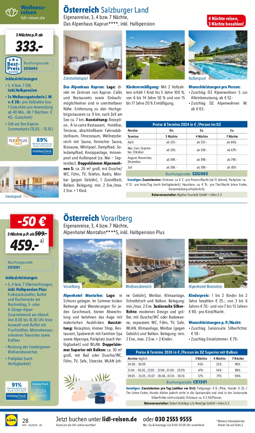 Aktueller Prospekt Lidl - April Reise-Highlights - von 27.03 bis 30.04.2024 - strona 28 - produkty: Alwa, aust, auto, axe, Bad, bett, bio, buch, burger, dusche, eier, eis, Fahrrad, frucht, fruchtsäfte, gutschein, inklusivleistungen, innenpool, kaffee, Kinder, kneipp, kuchen, leine, mab, mac, mineralwasser, Mode, pool, pril, Radio, reis, reiseveranstalter, rezept, rum, säfte, salz, schreibtisch, Stier, tee, telefon, Ti, Tiere, tisch, uhr, usb, wasser, wellnessbereich, Whirlpool, zimmerbeispiel