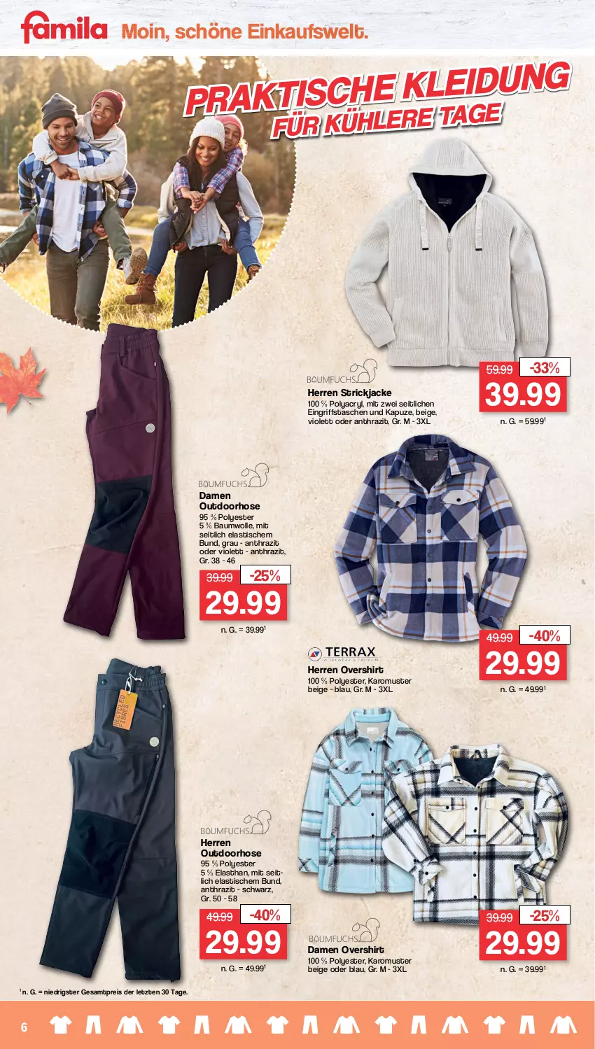 Aktueller Prospekt Famila - Prospekte - von 25.09 bis 30.09.2023 - strona 6 - produkty: asti, Bau, baumwolle, eis, hose, Jacke, reis, shirt, Strickjacke, Tasche, taschen, Ti, tisch, wolle, ZTE