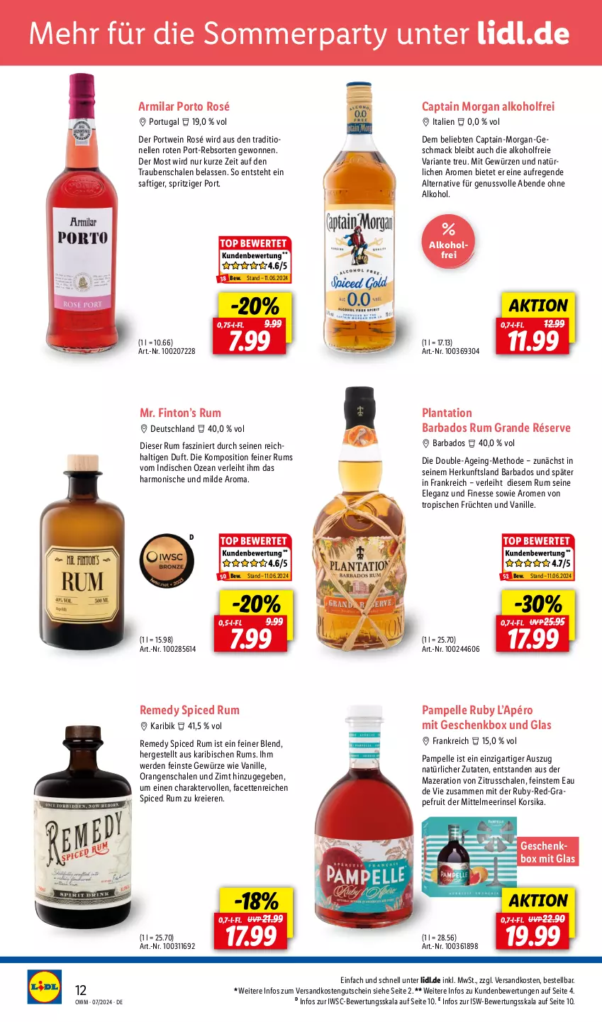 Aktueller Prospekt Lidl - Highlights in der Weinwelt - von 01.07 bis 31.07.2024 - strona 12 - produkty: alkohol, Bad, Cap, captain morgan, eier, elle, erde, finesse, früchte, früchten, Geschenkbox, gewürz, grapefruit, gutschein, mac, ndk, nuss, ohne alkohol, orange, orangen, Portwein, Ria, rum, saft, Schal, Schale, Ti, trauben, vanille, wein