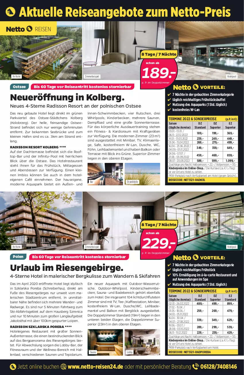 Aktueller Prospekt Netto - Netto-Reisen - von 20.12.2021 bis 09.01.2022 - strona 1 - produkty: angebot, angebote, aqua, auer, axe, Bad, Bademantel, Bau, buch, Dior, dusche, eis, elle, ente, jako, kaffee, Kinder, kraft, kurtaxe, leine, Liege, Mantel, Mode, obst, pool, pril, rama, reis, rum, tee, Ti, usb, wasser, wasserrutsche, Whirlpool, zimmerbeispiel