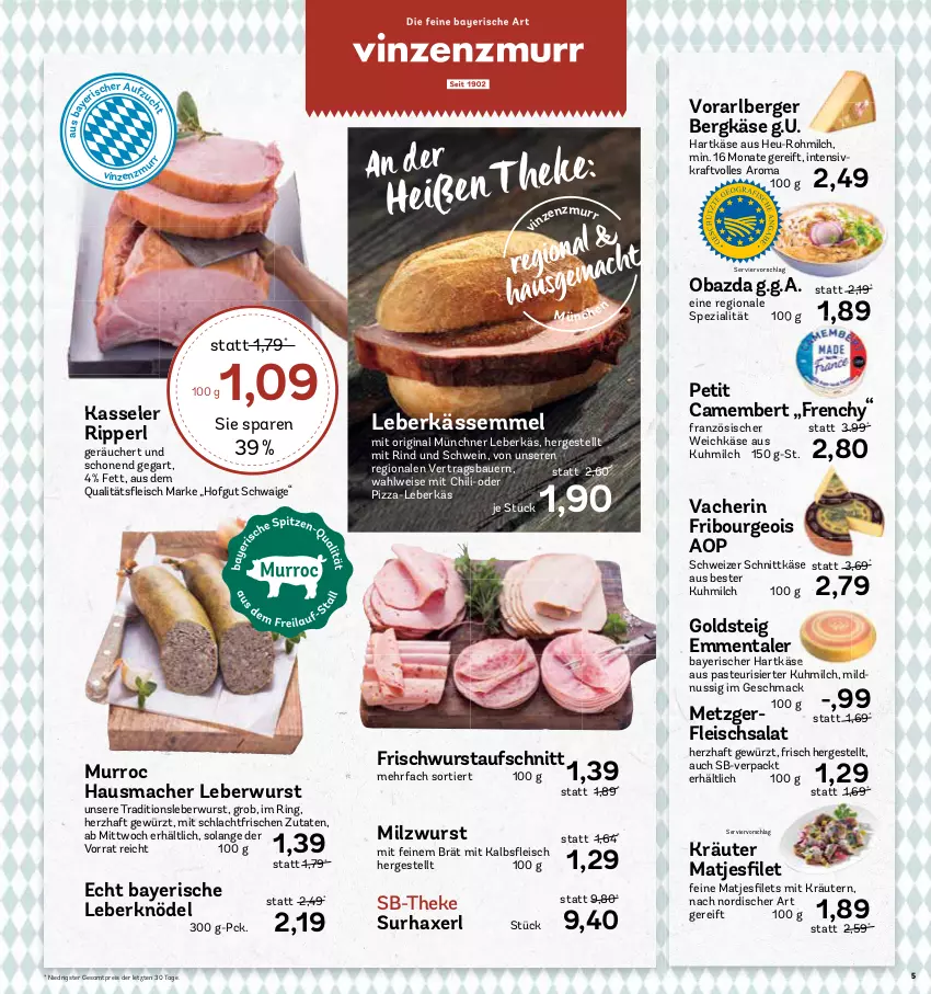 Aktueller Prospekt Aez - Prospekte - von 20.11 bis 25.11.2023 - strona 5 - produkty: auer, aufschnitt, axe, Bau, Bauer, Berger, Bergkäse, camembert, chili, eis, emmentaler, fleisch, fleischsalat, gewürz, gin, goldsteig, hartkäse, Hausmacher, Haxe, Heu, hofgut, Käse, kasseler, Knödel, kraft, kräuter, kräutern, leberkäs, Leberknödel, leberwurst, mac, matjes, milch, nuss, obazda, pizza, reis, rind, ring, salat, schnittkäse, schwein, schweizer schnittkäse, Semmel, Spezi, Ti, weichkäse, wein, wurst, ZTE