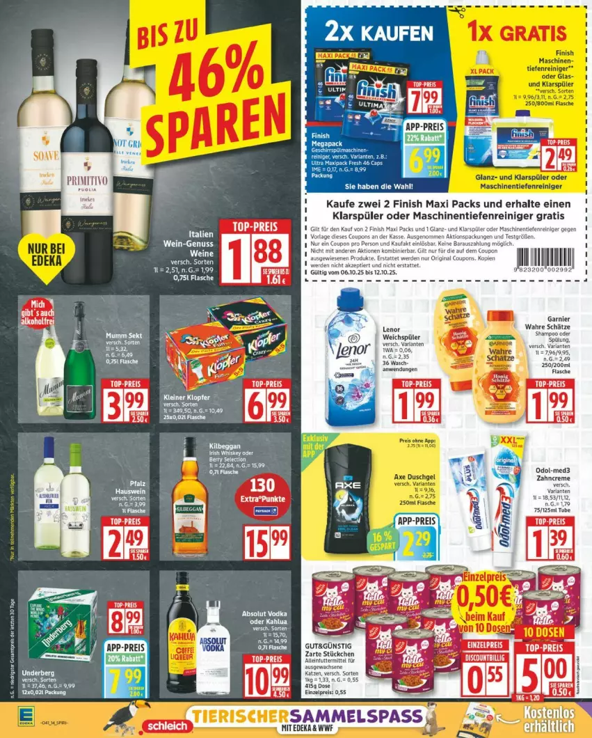 Aktueller Prospekt Edeka - Prospekte - von 06.10 bis 11.10.2025 - strona 14 - produkty: coupon, coupons, eis, erde, Finish, flasche, garnier, gin, klarspüler, lenor, lenor weichspüler, nuss, primitivo, reiniger, reis, Ria, shampoo, Ti, top-preis, Wahre Schätze, weichspüler, wein