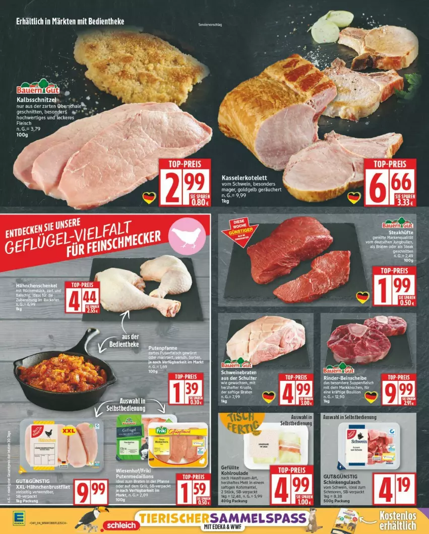 Aktueller Prospekt Edeka - Prospekte - von 06.10 bis 11.10.2025 - strona 4 - produkty: deka, eis, fleisch, gulasch, kalbsschnitzel, kasseler, kotelett, rind, rinder, schinken, schnitzel, schwein, suppe, suppen, suppenfleisch, Ti, wein