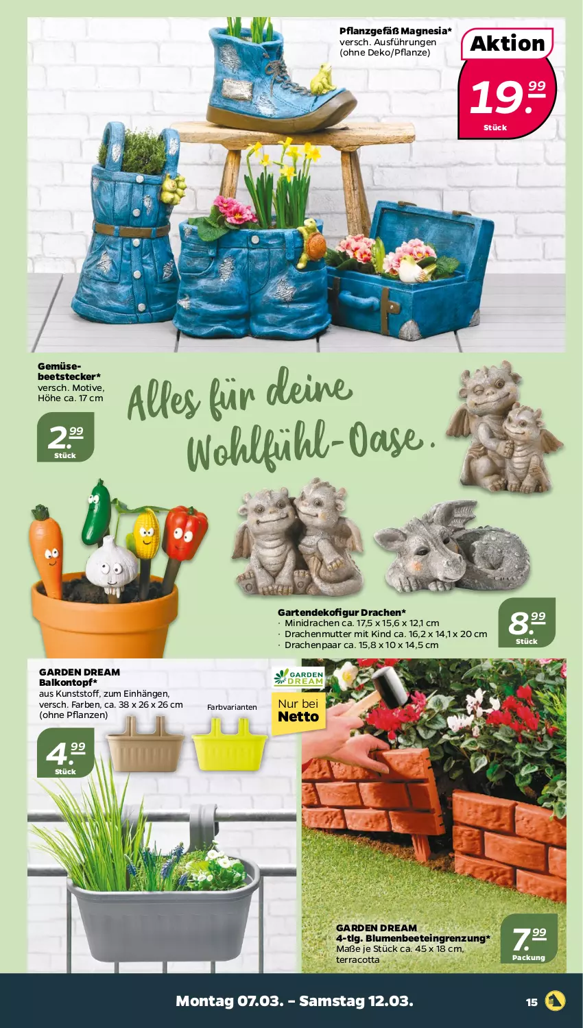 Aktueller Prospekt Netto - Angebote ab Montag - von 07.03 bis 12.03.2022 - strona 15 - produkty: blume, blumen, Dekofigur, Garten, LG, pflanze, pflanzen, Ria, Ti, topf