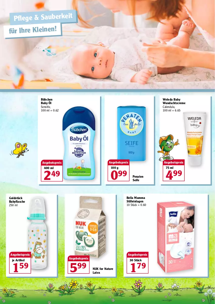 Aktueller Prospekt Globus - Prospekte - von 28.03 bis 02.04.2022 - strona 2 - produkty: angebot, angebotspreis, bübchen, Calendula, creme, eis, flasche, leine, mam, natur, nuk, penaten, reis, Seife, Ti, weleda