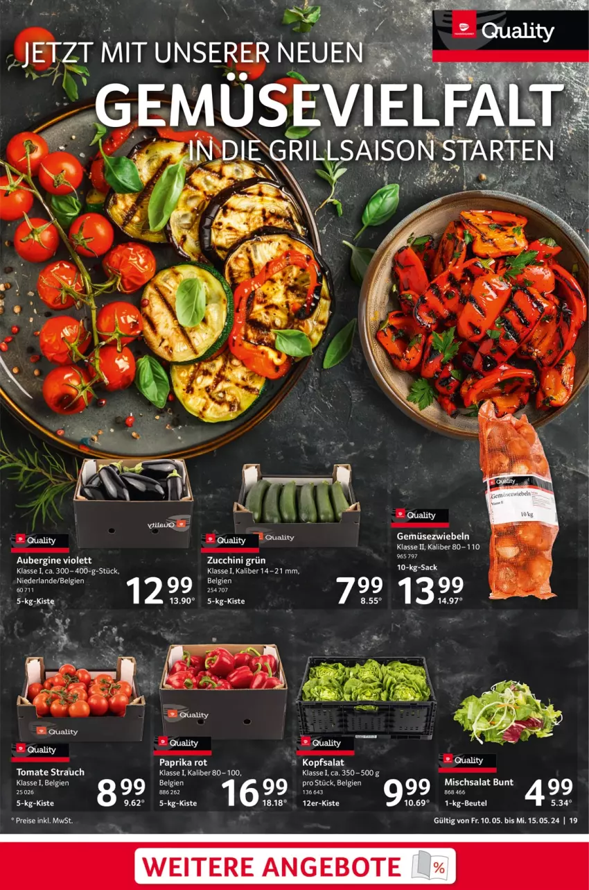 Aktueller Prospekt Selgros - Food - von 10.05 bis 15.05.2024 - strona 19 - produkty: angebot, angebote, aubergine, eis, Gemüsezwiebel, gin, kopfsalat, LG, paprika, paprika rot, Rauch, reis, salat, Ti, tomate, zucchini, zwiebel, zwiebeln