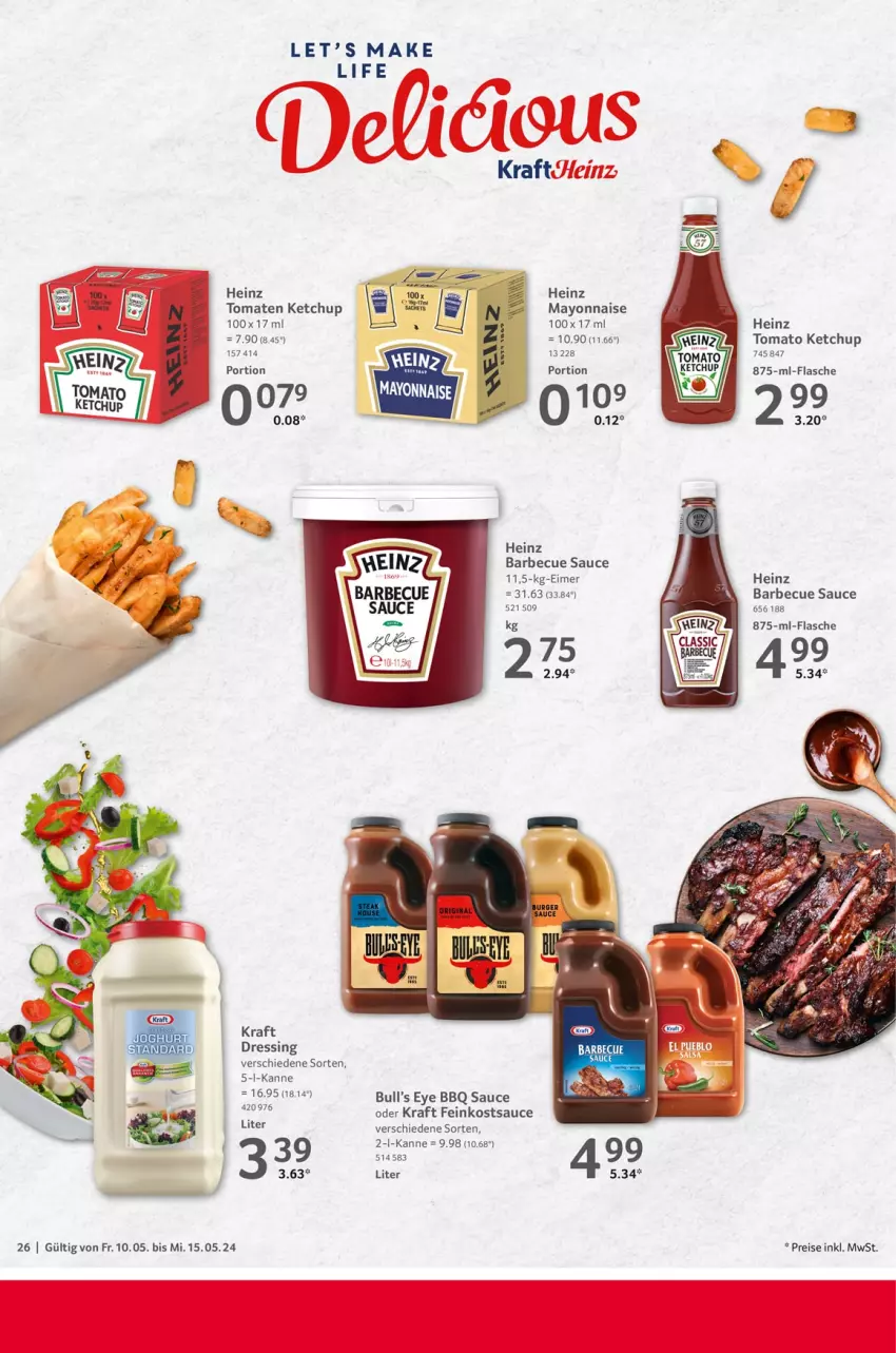 Aktueller Prospekt Selgros - Food - von 10.05 bis 15.05.2024 - strona 26 - produkty: barbecue, dressing, eimer, eis, feinkost, heinz, ketchup, kraft, mayonnaise, reis, sauce, Ti, tomate, tomaten, tomaten ketchup, tomato ketchup, Yo