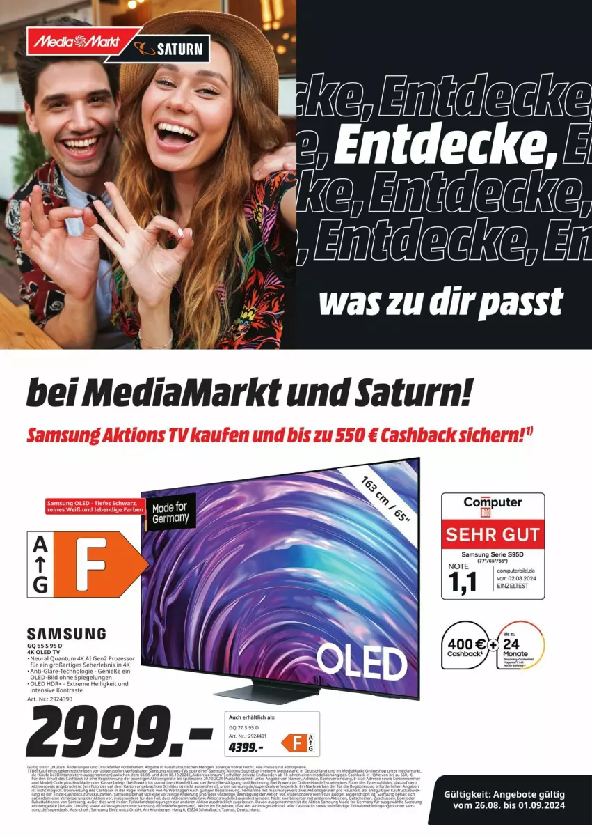 Aktueller Prospekt Media Markt - Prospekte - von 26.08 bis 01.09.2024 - strona 1 - produkty: decke, mediamarkt