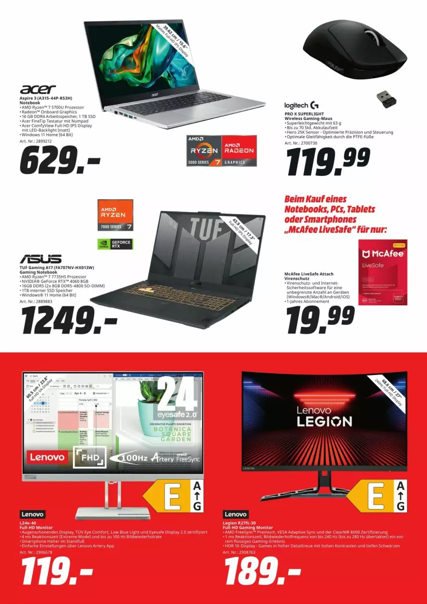 Aktueller Prospekt Media Markt - Prospekte - von 26.08 bis 01.09.2024 - strona 3 - produkty: acer, akku, deo, geforce, hero, livesafe, logitech, mac, Maus, nvidia, radeon, rel, rtx, ryzen, Software, ssd, Tastatur, Ti, ZTE