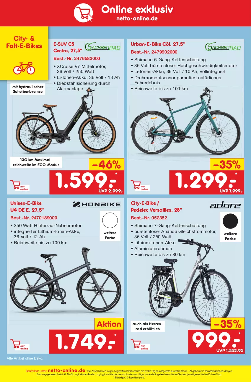 Aktueller Prospekt Netto Marken-Discount - Filial-Angebote - von 02.05 bis 06.05.2023 - strona 48 - produkty: akku, angebot, bestpreis, bürste, bürsten, E-Bike, E-Bikes, eis, Kette, mam, ndk, reis, Schal, shimano, telefon, Ti, ZTE