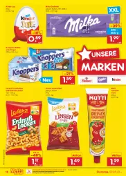 Gazetka promocyjna Netto Marken-Discount - Filial-Angebote - Gazetka - ważna od 06.05 do 06.05.2023 - strona 16 - produkty: bestpreis, chips, eis, Kinder, knoppers, linsen, lorenz, milka, Mutti, ndk, reis, riegel, Ti, tomate, tomaten, tomatenmark